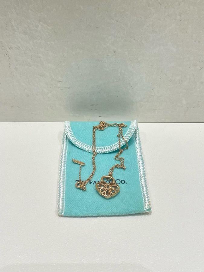 Tiffany|蒂芙尼 鏤空愛心鎖頭黃金項鍊-10