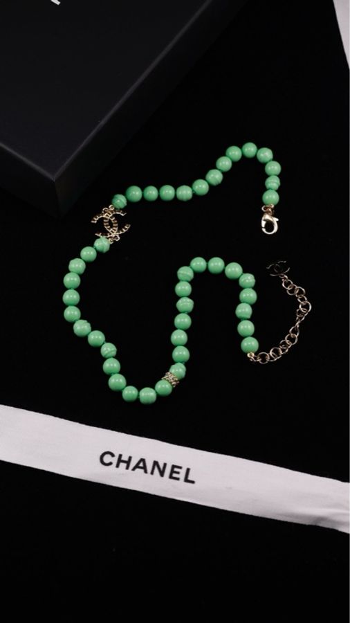Chanel 24A曼彻斯特系列绿色琉璃短项链chocke-1