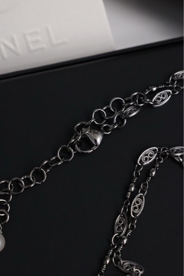 Chanel 22K5号香水瓶麦穗项链黑色-9