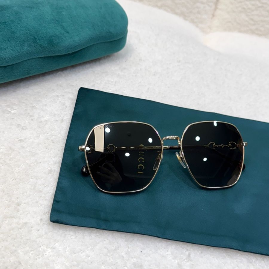GUCCI金框琥珀色六角馬銜邊墨鏡GG0882SA-002-11