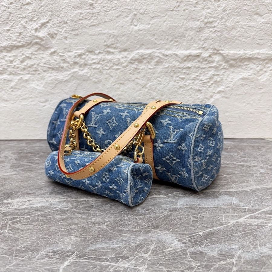 Louis Vuitton 路易威登牛仔巴比龍丹寧老花papillon二合一單肩腋下包 芯片款 尺寸27*11*13-2