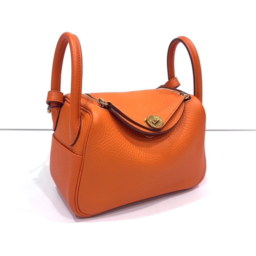 【震撼撿漏✨全網最低價】Hermes/愛馬仕 lindy mini 橙色金扣-2