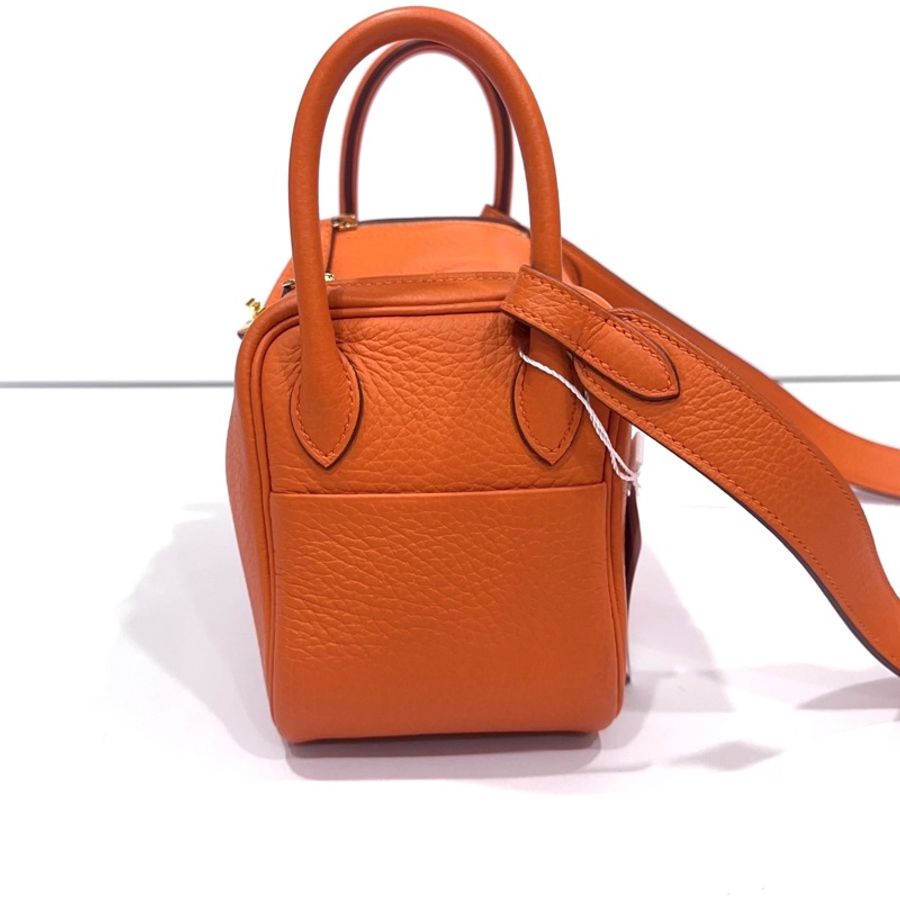 【震撼撿漏✨全網最低價】Hermes/愛馬仕 lindy mini 橙色金扣-4
