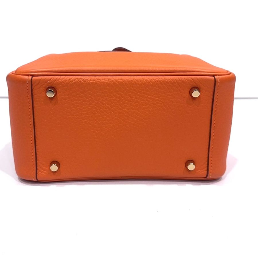 【震撼撿漏✨全網最低價】Hermes/愛馬仕 lindy mini 橙色金扣-5