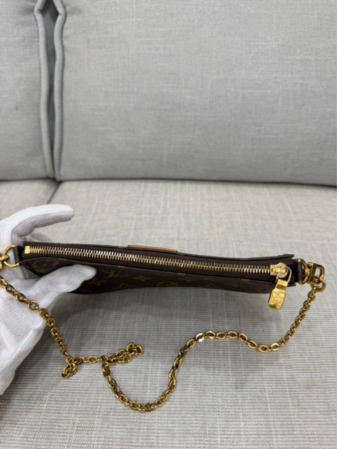 LV Multi Pochette 經典五合一帆布牛皮飾邊提花肩帶手拿/肩背包/5合1包/麻將包(M44813-綠色)-36