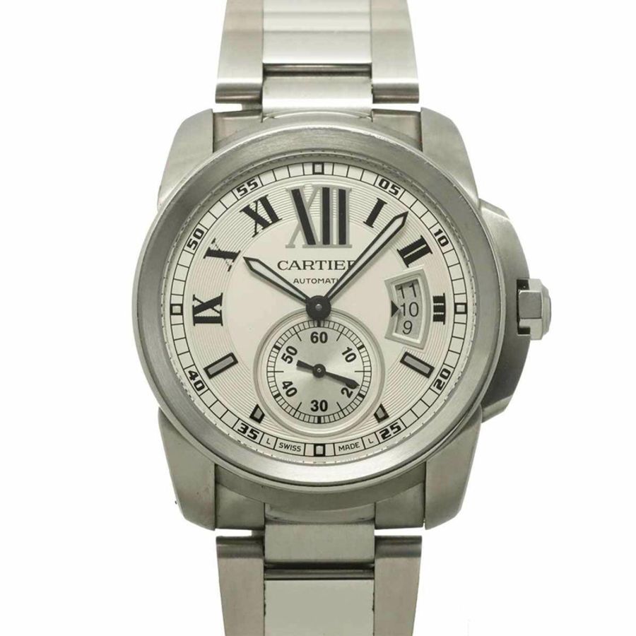 卡地亞 Calibre de W7100015 男士腕錶,日期顯示,銀色錶盤,小秒針,自動上鍊-0