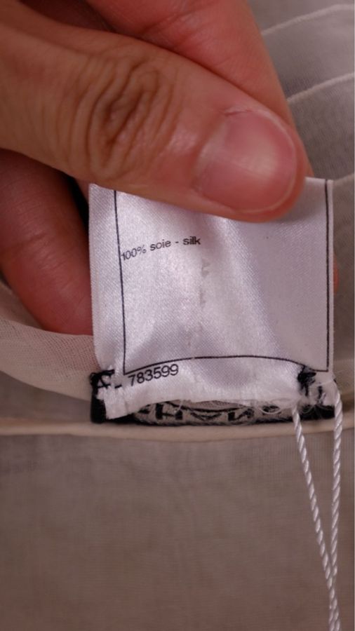 Chanel 08年高级手工坊系列奶白色重工蕾丝花边长袖衬衫FR38 25/1-24
