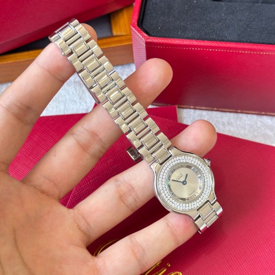 【1萬戴出上百萬效果👍🏻全網最低價💫】Cartier/卡地亞 女士 鑽石腕錶 銀色-4