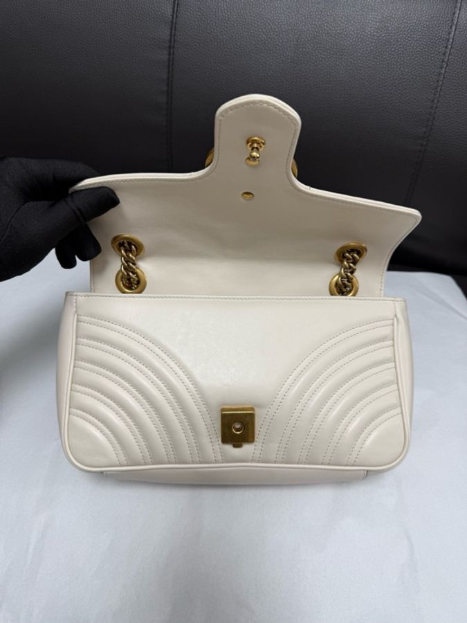 古馳 Gucci 白色金扣GGMarmont馬蒙26單肩斜挎包-6