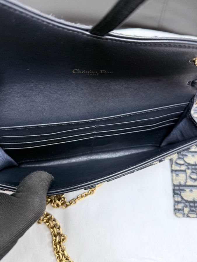 DIOR迪奧老花二合一信封包鏈條單肩斜挎包-9