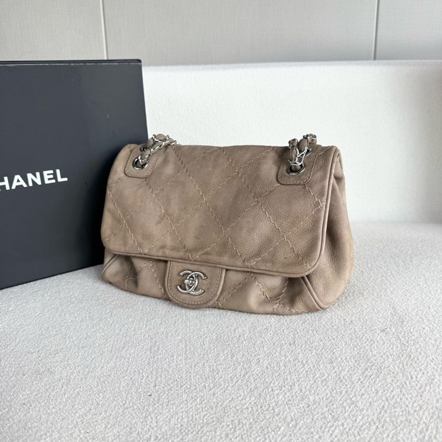 Chanel • 經典卡其棕麂皮麻花辮鏈條機場包-6