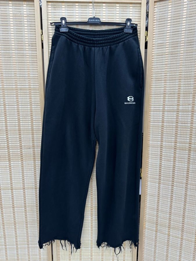 Balenciaga 巴黎世家 SS24 雙環刺繡花毛邊闊腿長褲 XXS碼 腰37 長109-0