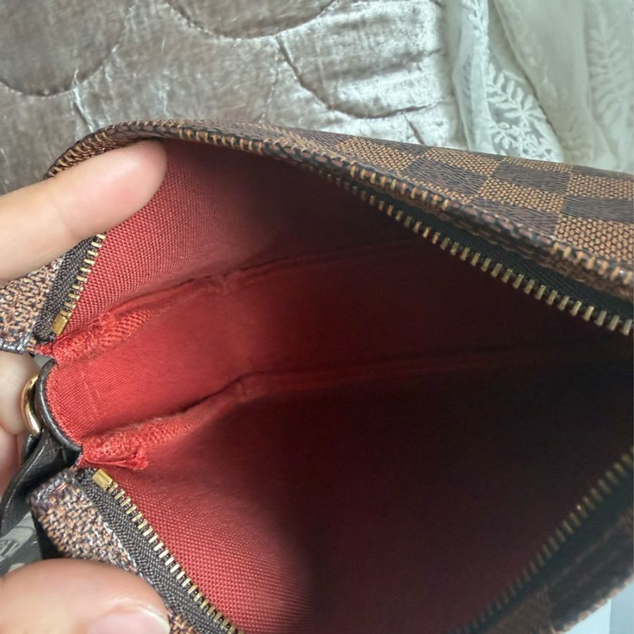 路易威登 LV Louis Vuitton 經典 中古 Damier Ebene Trousse Makeup 棋盤格化妝包-6