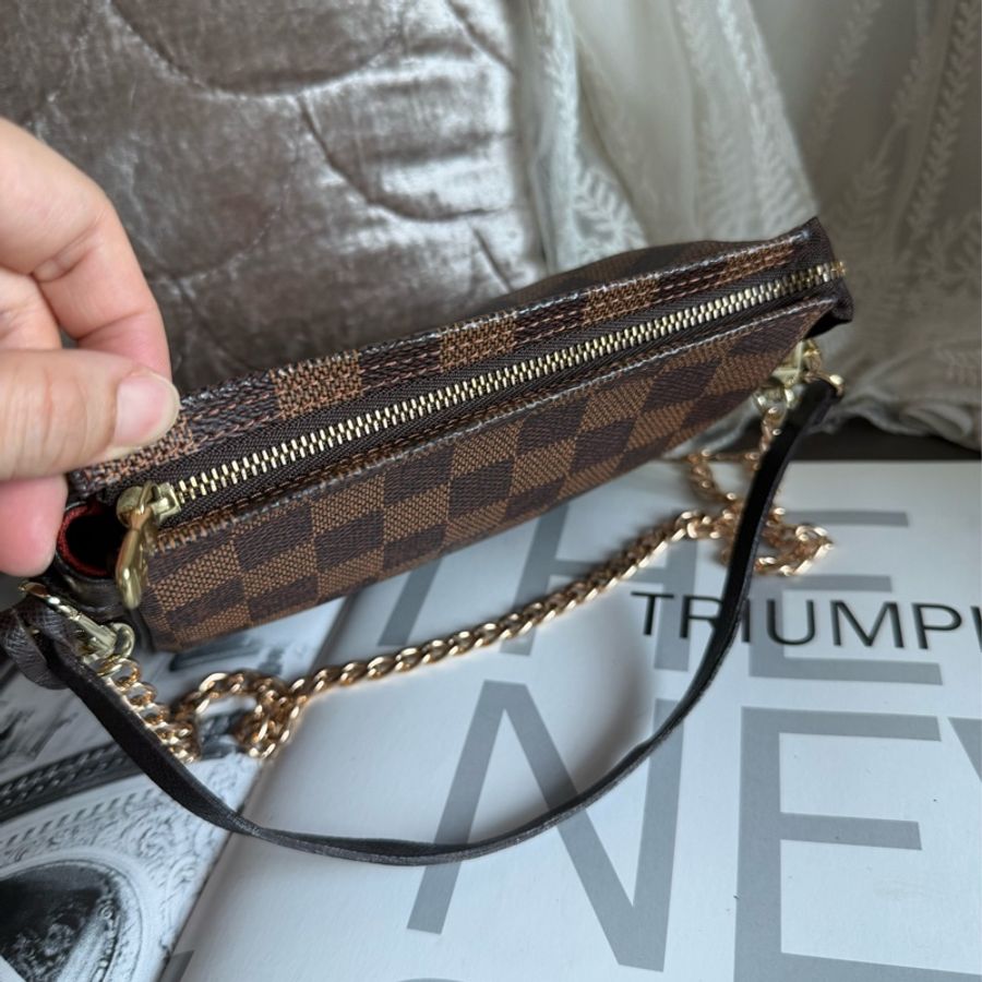 路易威登 LV Louis Vuitton 經典 中古 Damier Ebene Trousse Makeup 棋盤格化妝包-8