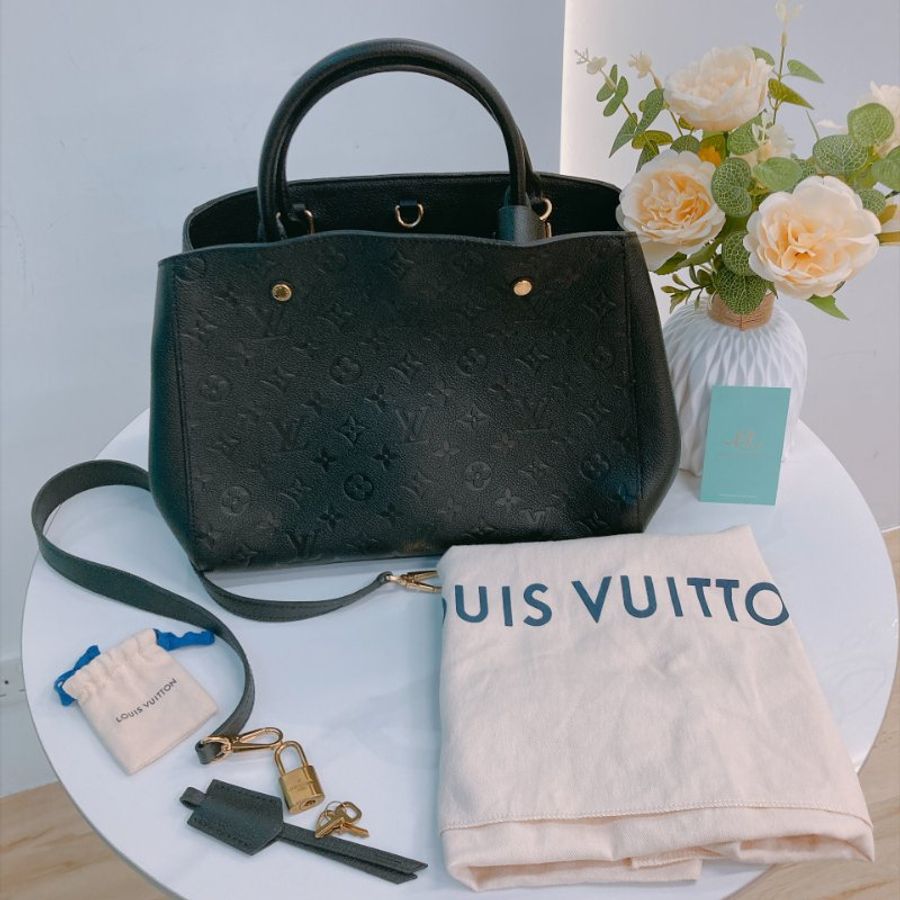 MS0809 Louis Vuitton 路易威登經典暗花紋兩用包包 Montaigne BB Bag Monogram Empreinte x Black-21