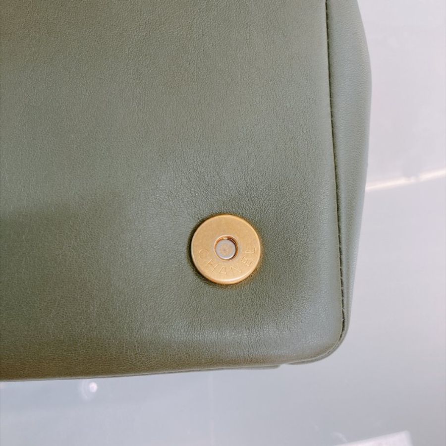 MS0811	Chanel 香奈兒經典鑽石紋CC字單肩包包 Diamond with CC Logo Large 28cm Lambskin Dark Green x GHW-24