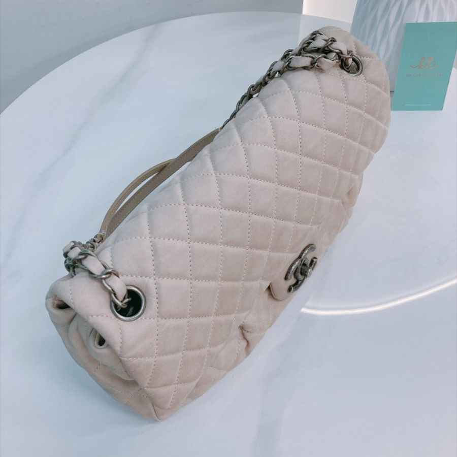 MS0814	Chanel 香奈兒大號單肩鍊帶包包 Chic Flap Bag 28cm Calfskin Beige x PHW-11