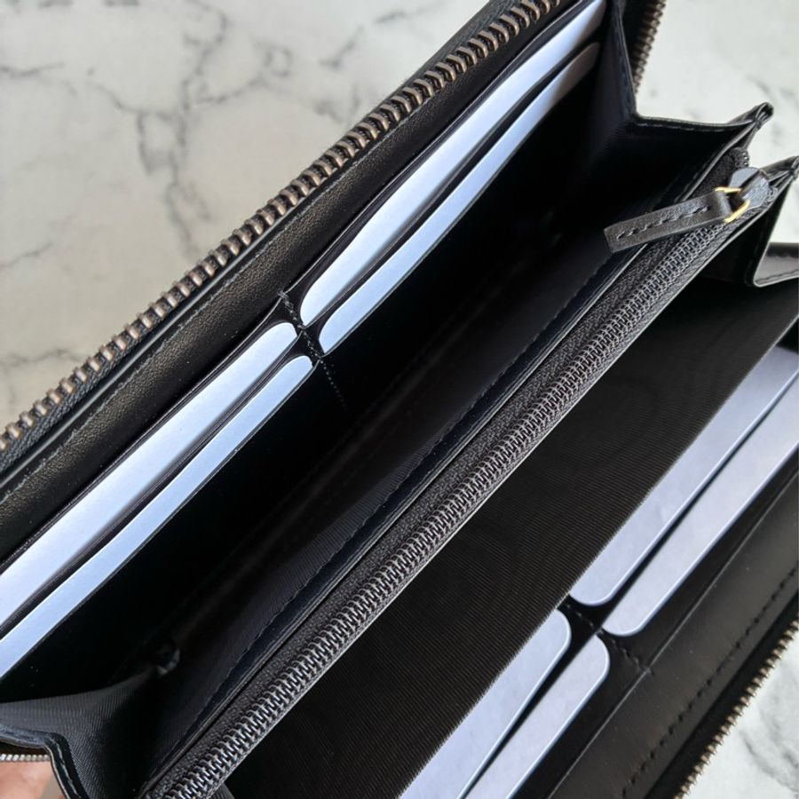 Gucci 黑色金雙G marmot長夾-19