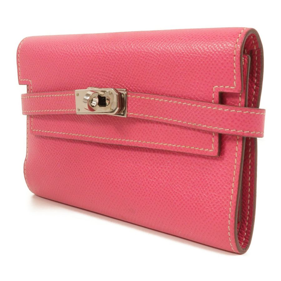 HERMES Epsom皮革Kelly Compact Wallet長錢包Rose Tyrien-2