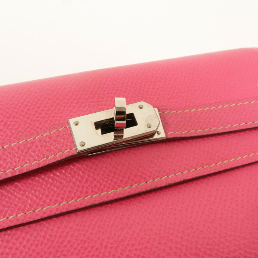 HERMES Epsom皮革Kelly Compact Wallet長錢包Rose Tyrien-8
