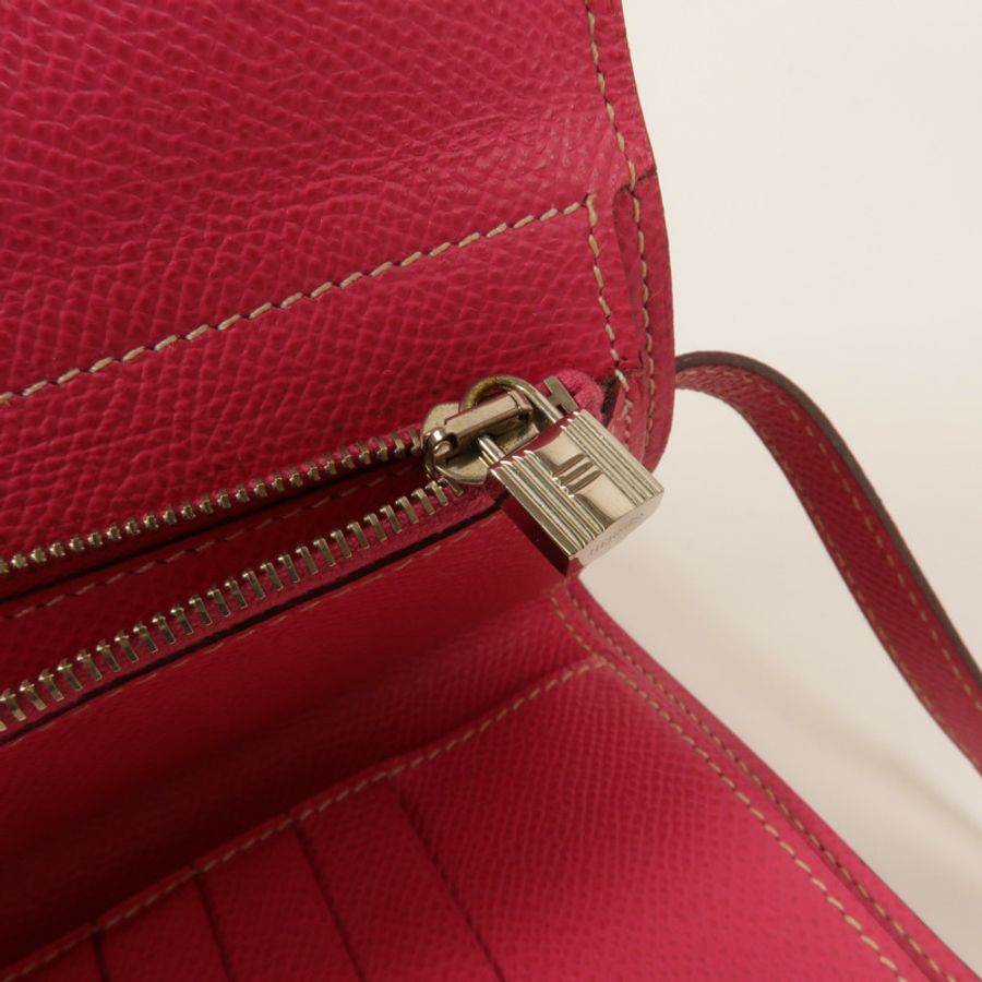 HERMES Epsom皮革Kelly Compact Wallet長錢包Rose Tyrien-14