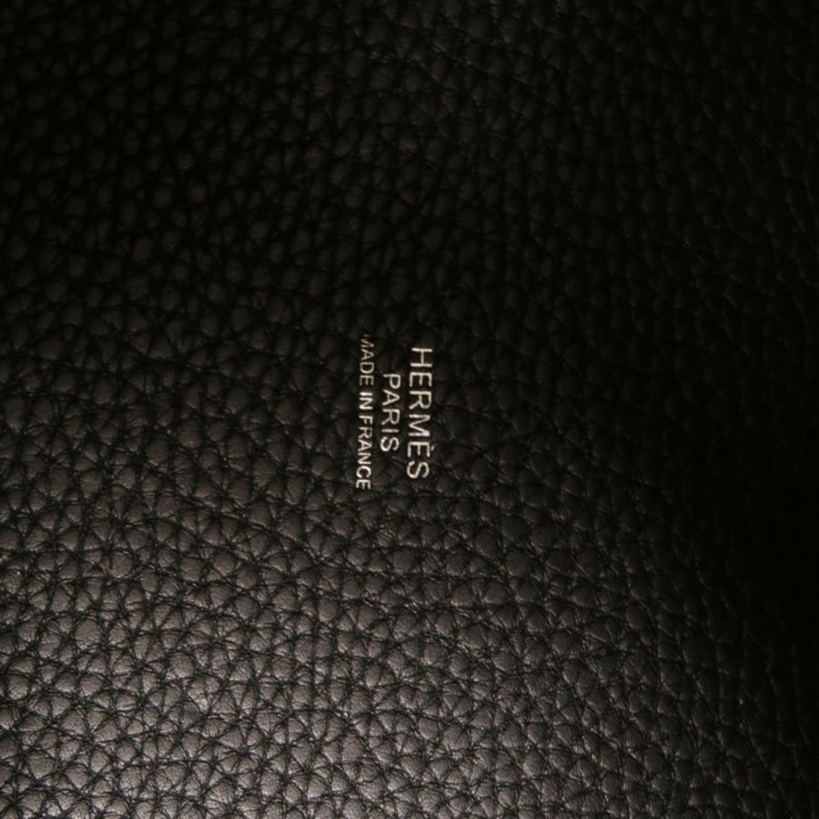 HERMES Clemence皮革Picotin MM扣手挽袋Noir-8
