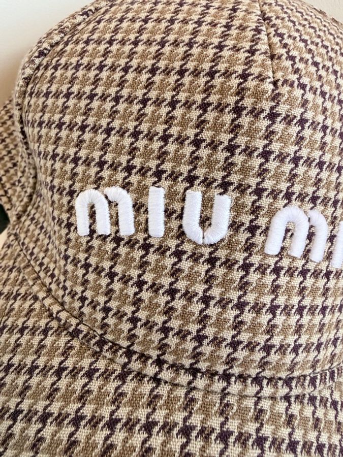 MIU MIU✨5HC179 千鳥格紋毛料鴨舌帽棒球帽帽#M #58cm-4