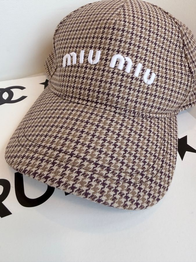 MIU MIU✨5HC179 千鳥格紋毛料鴨舌帽棒球帽帽#M #58cm-5