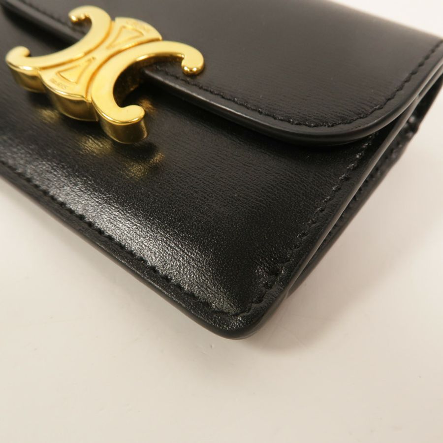 CELINE 牛皮皮革Card Holder With Flap Triomphe卡片套-11