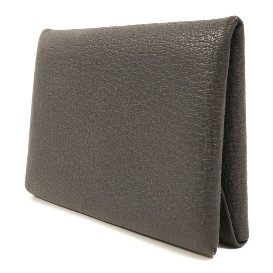 HERMES Chevre皮革Calvi Duo卡片套Graphite/Bleu Hydra-2