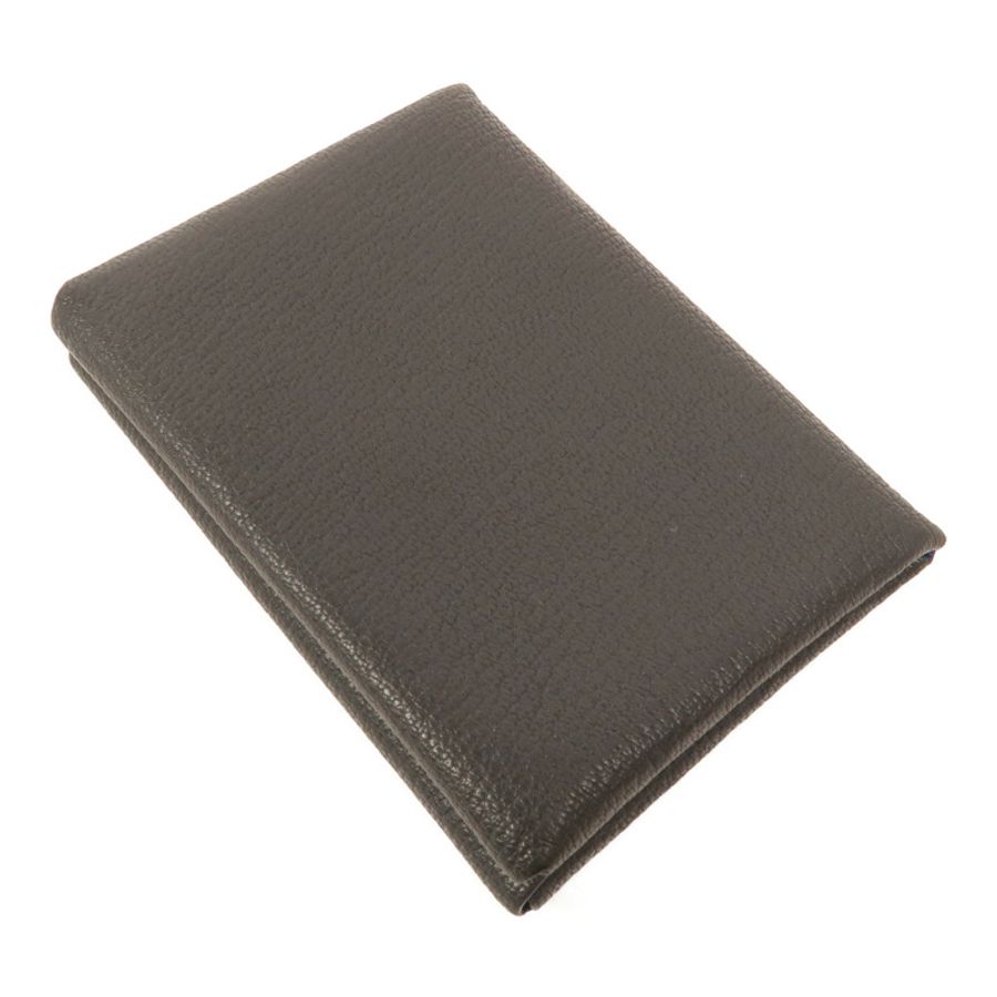HERMES Chevre皮革Calvi Duo卡片套Graphite/Bleu Hydra-4