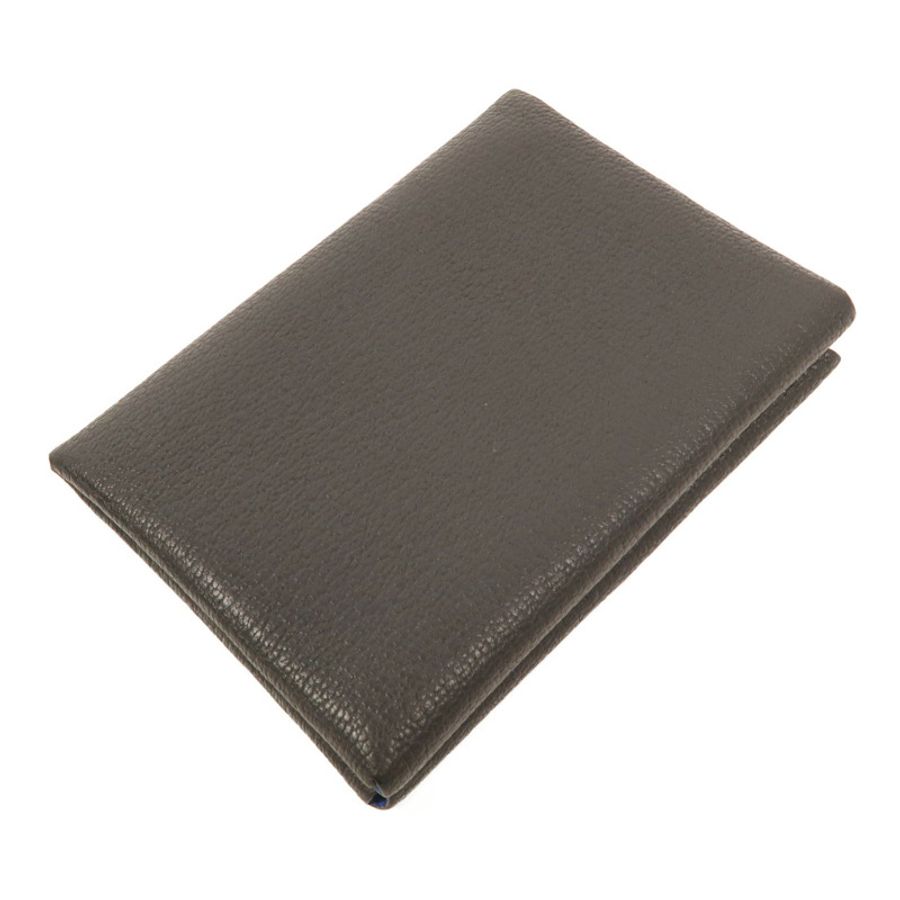 HERMES Chevre皮革Calvi Duo卡片套Graphite/Bleu Hydra-5