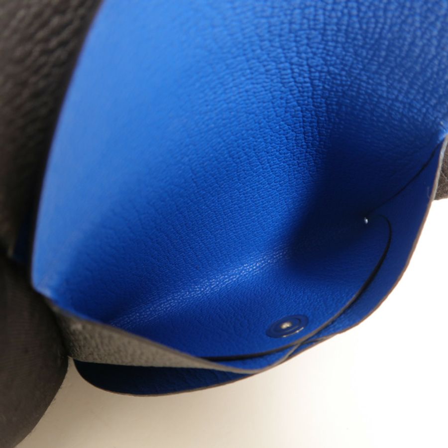 HERMES Chevre皮革Calvi Duo卡片套Graphite/Bleu Hydra-8