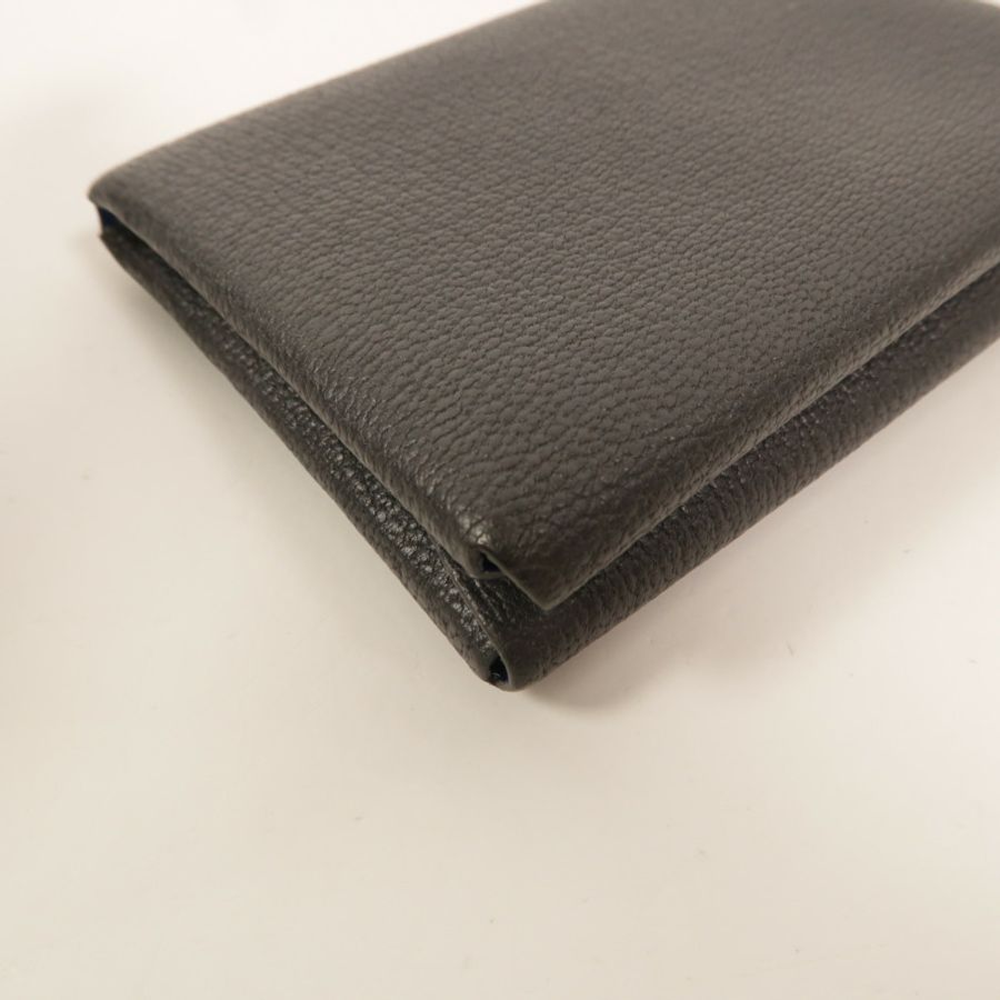 HERMES Chevre皮革Calvi Duo卡片套Graphite/Bleu Hydra-11