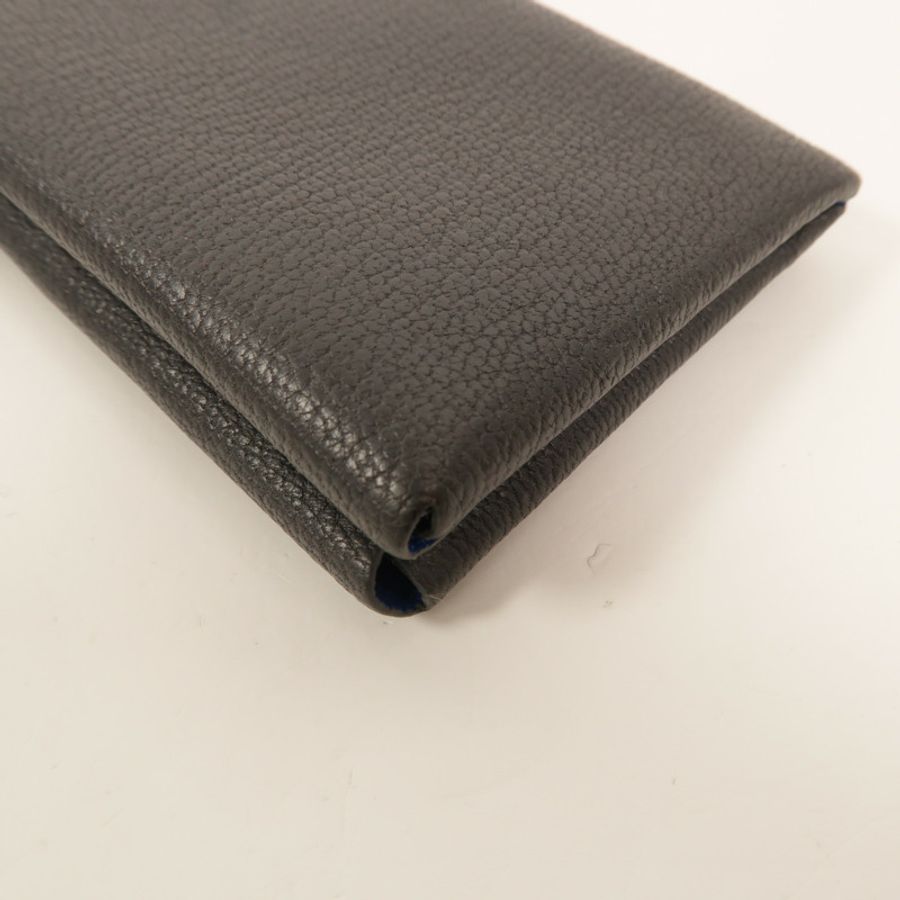 HERMES Chevre皮革Calvi Duo卡片套Graphite/Bleu Hydra-12
