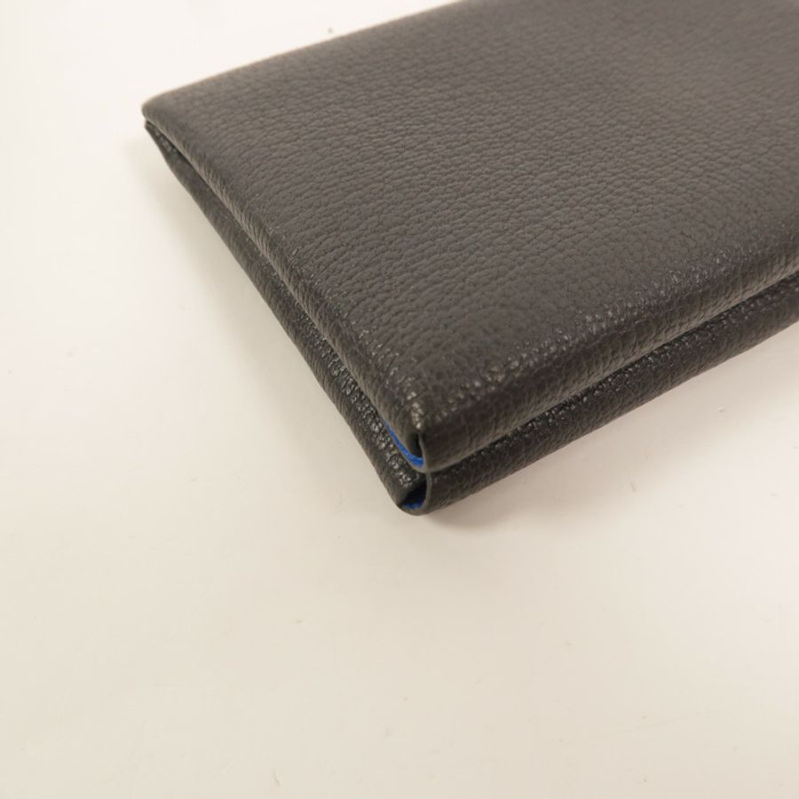 HERMES Chevre皮革Calvi Duo卡片套Graphite/Bleu Hydra-13