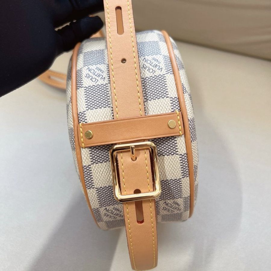 路易威登/Louis Vuitton 白棋盤格小圓餅 斜挎包 軟餅小號 直徑18cm-7