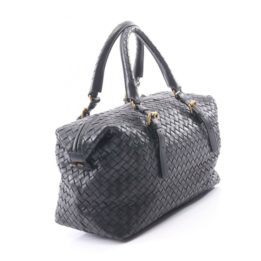 BOTTEGA VENETA Intrecciato 編織肩背包,黑色皮革,二手女款-1