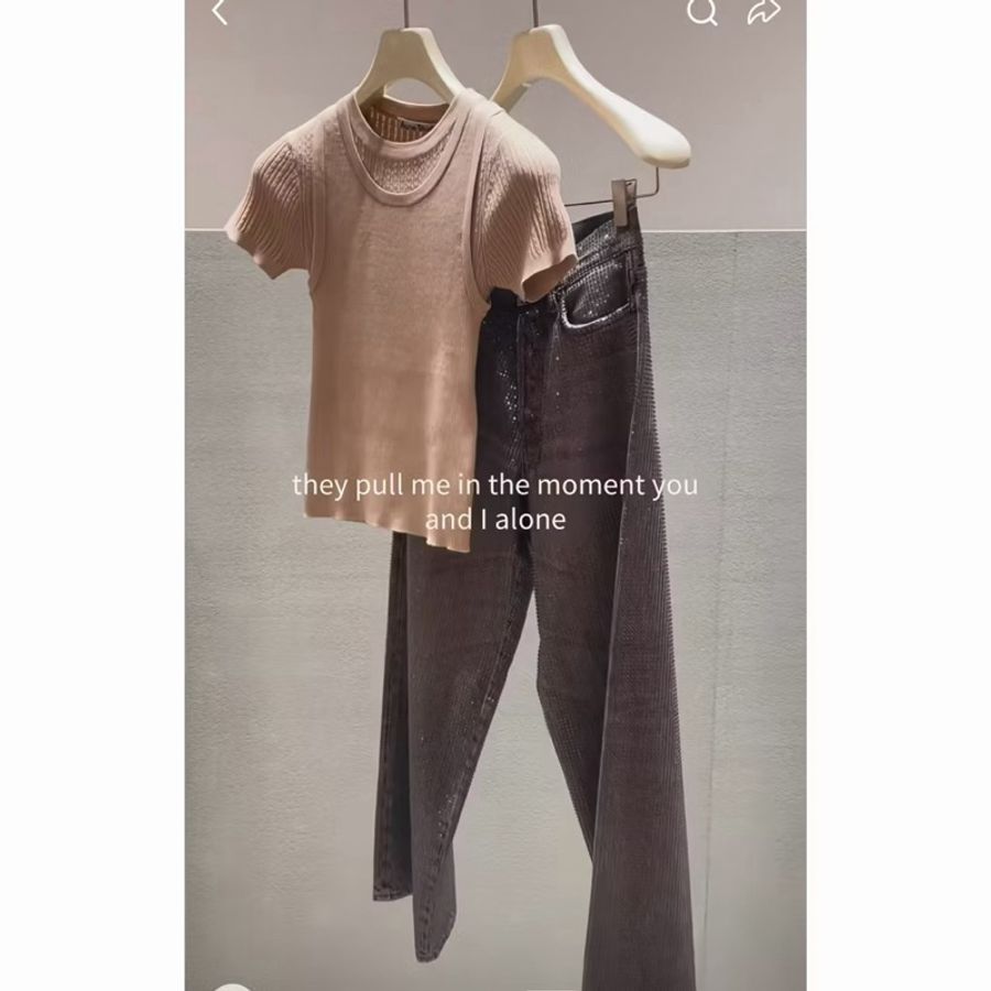 acne studios 高允貞同款 假兩件針織上衣#S-2