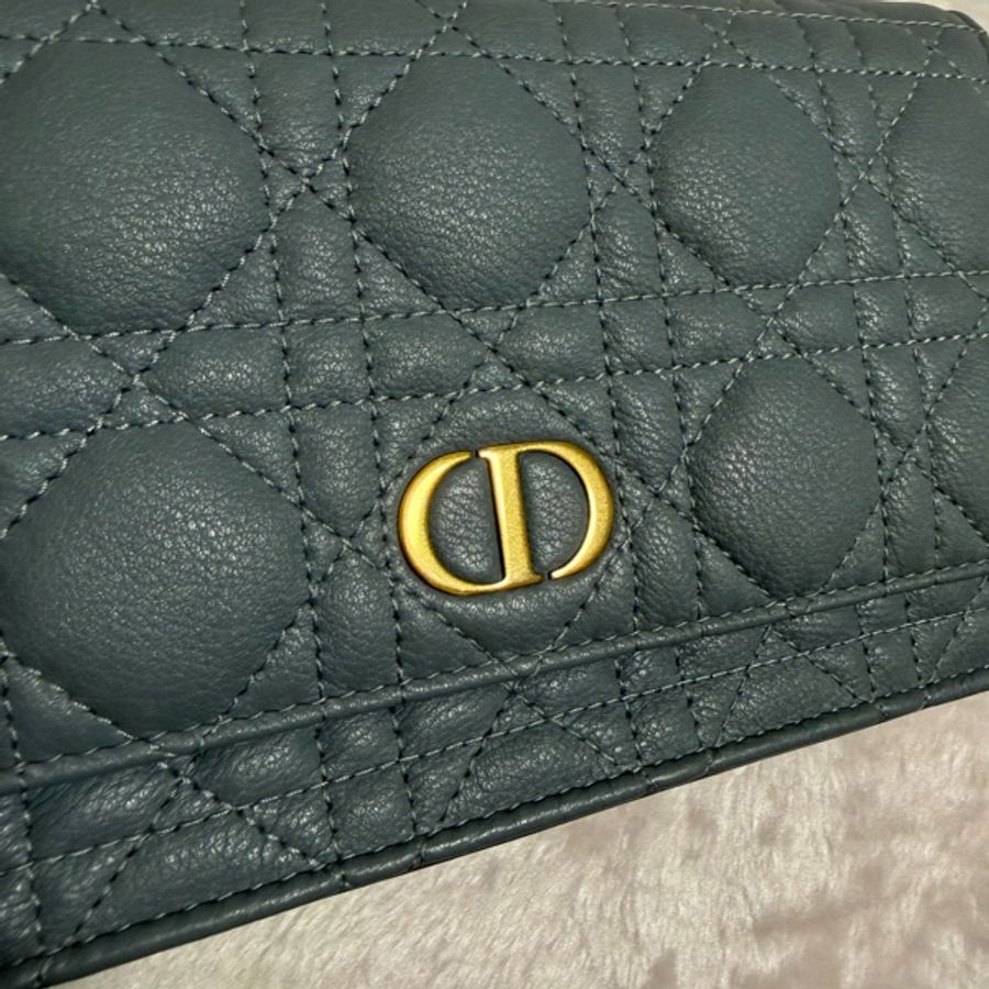 Dior Caro Pouch Calfskin(藤格紋小牛皮小包) 雲藍色 肩背包-8
