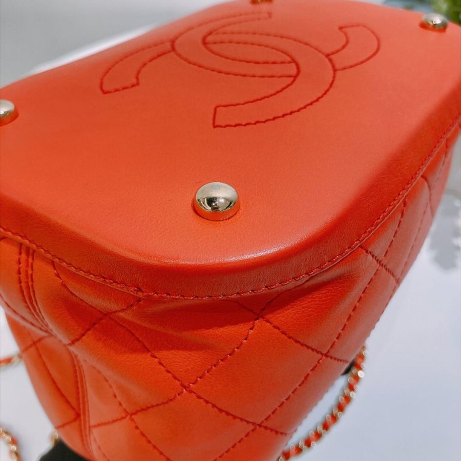 TW4969 Chanel 香奈兒水桶鍊帶包包 Bucket Crossbody Bag Calfskin Orange x GHW-7