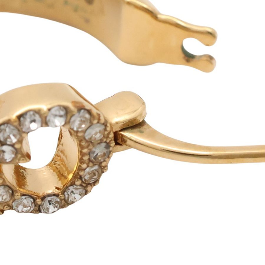 GUCCI 古馳 Letter Hoop 耳環 金色金屬 水晶-9