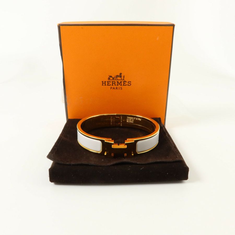 HERMES 金屬/琺瑯Clic H Bracelet金扣手鏈-9