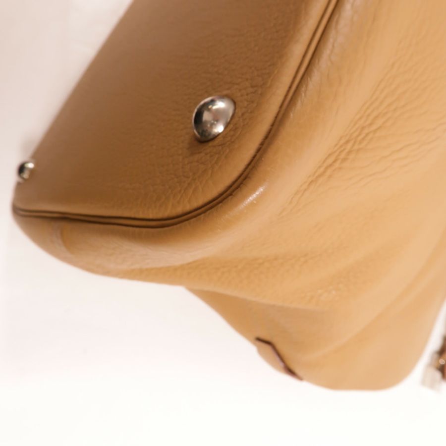 HERMES Clemence皮革Bolide 45手挽袋Biscuit-11