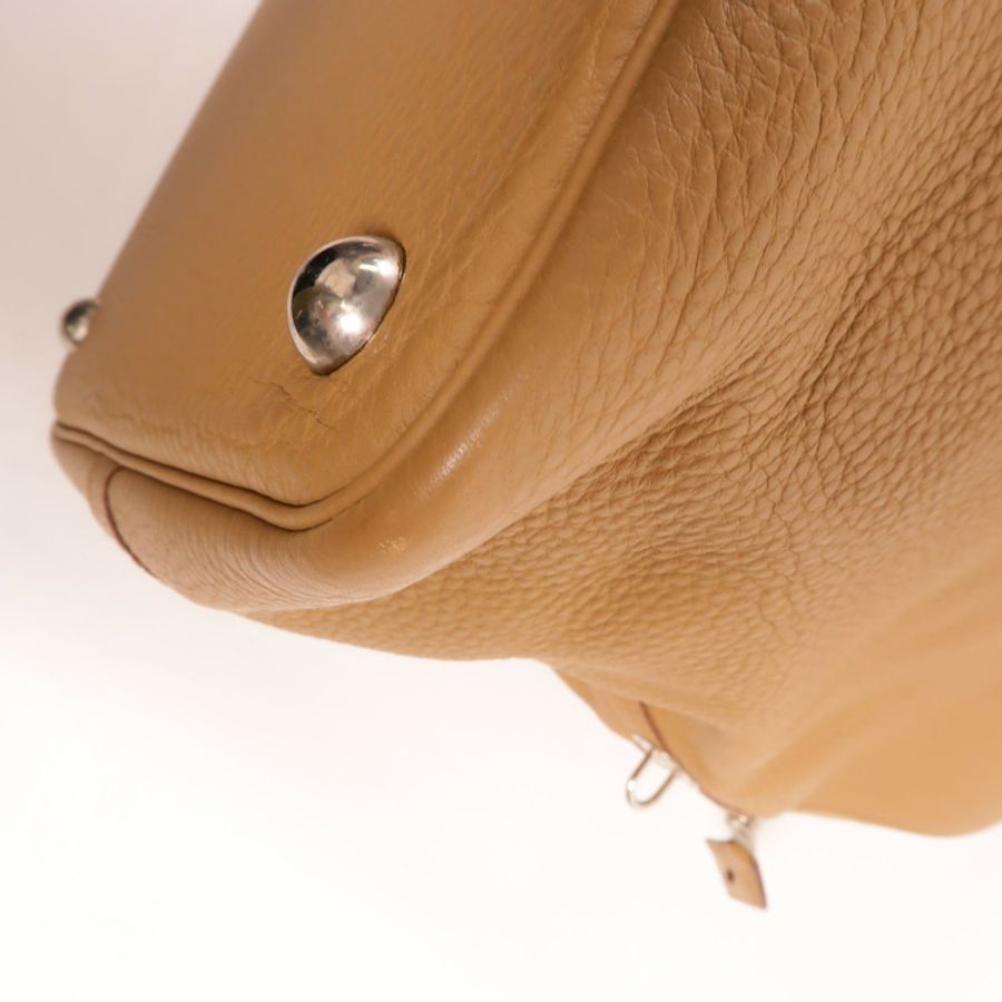 HERMES Clemence皮革Bolide 45手挽袋Biscuit-12