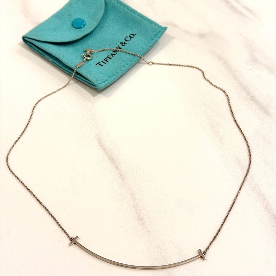 Tiffany & Co. Smile 大號 微笑 笑臉 925 純銀 項鏈 頸鍊 項鍊 鎖骨鍊-0