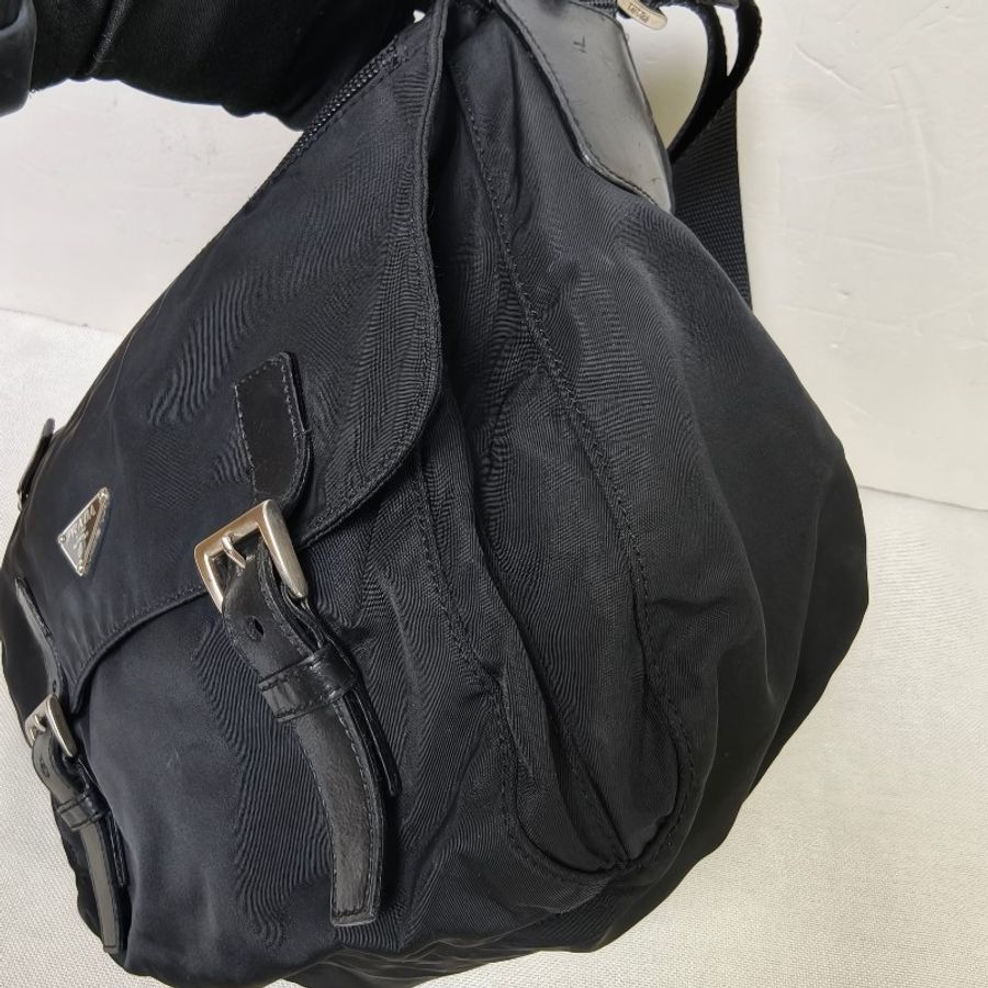 💪爸氣降價👔限時優惠只到8/16‼️㊣✨PRADA✨普拉達 黑色 帆布 皮革 掀蓋式 郵差包 肩背包 斜背包 /二手包/二手精品🌳二手樹屋🌳-15