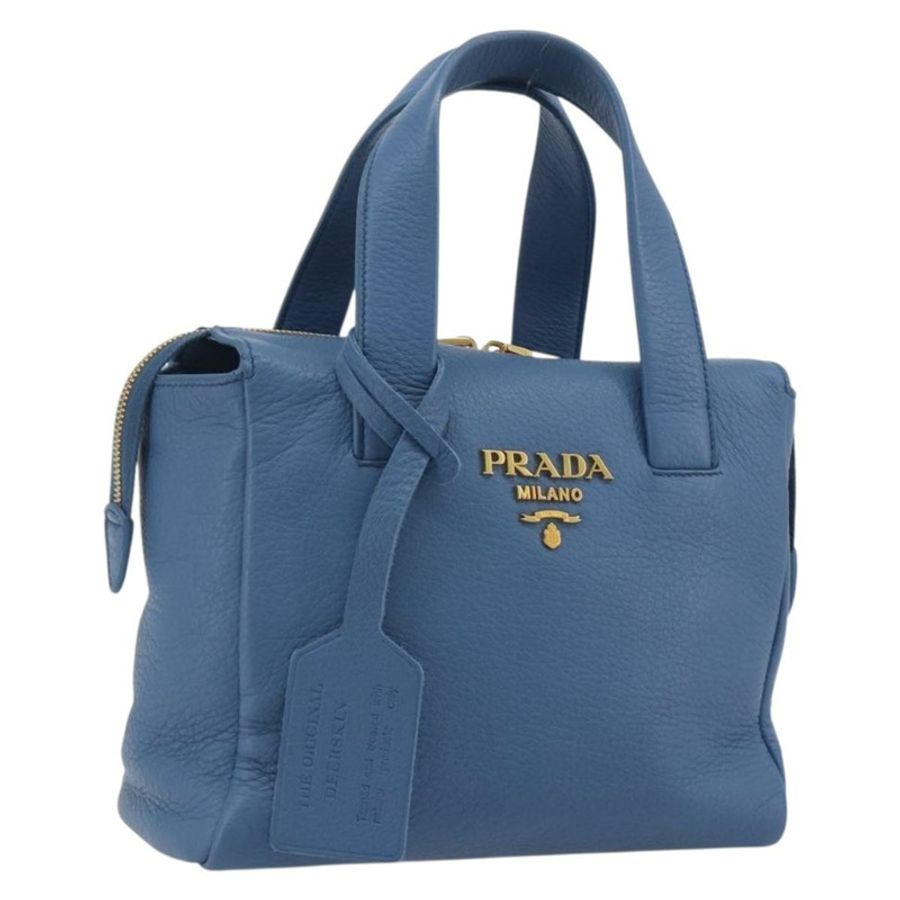 【日本直送】PRADA 手提包 皮革 藍色 金色 正品 197335V-0