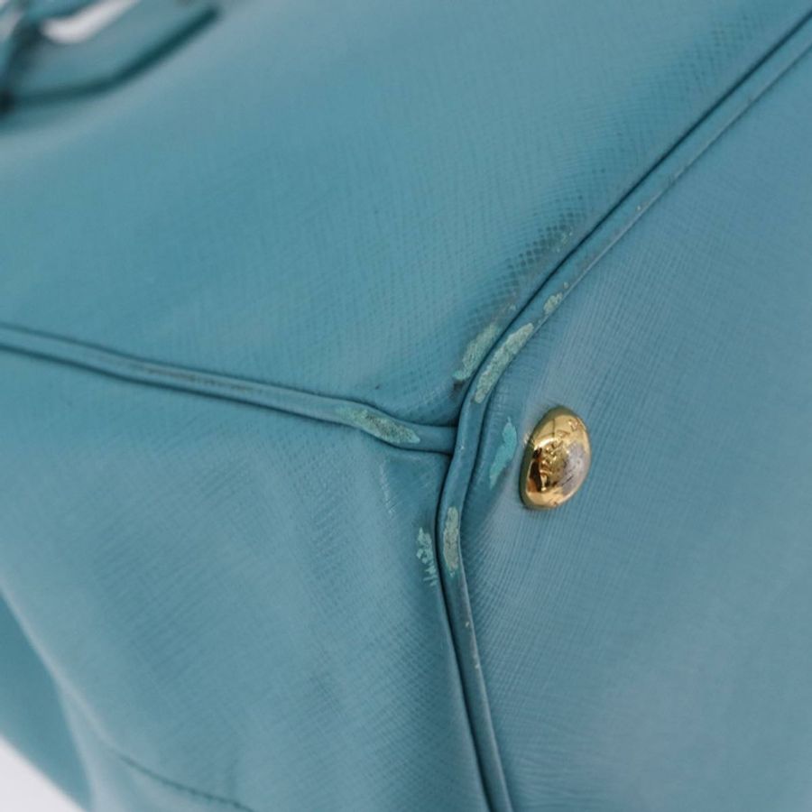 【日本直送】PRADA Galleria 手提包,Saffiano 皮革,綠松石藍/金色,正品,貨號 198284V-7