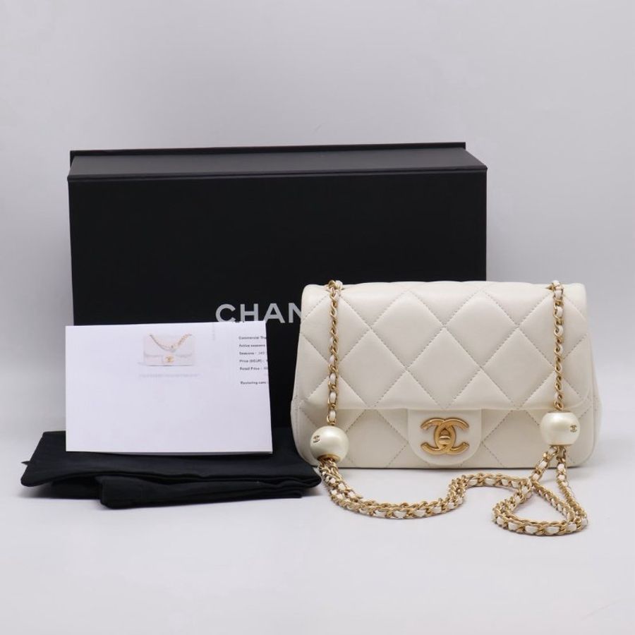CHANEL 24S珍珠湯圓調節口蓋包 20 - 白金-24